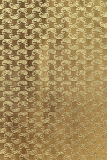 gold metallic silk brocade with repeating gold paisleys