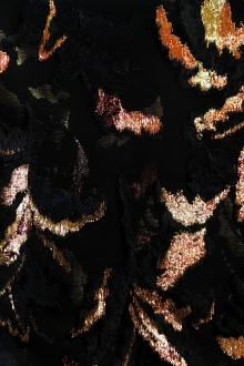 black chiffon with burnout velvet in copper and gold lurex in leaves patterns
