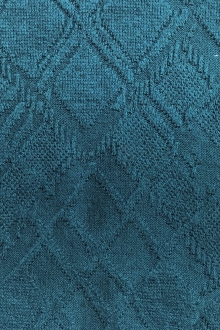 teal cotton and acrylic knit with diamond patterns
