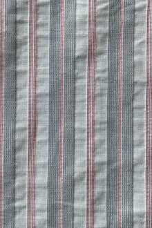 stretch cotton stripe with grey and red stripes