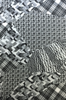 Handkerchief Linen Black And White Collage Digital Print0