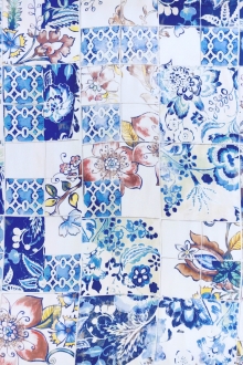 Printed Silk Charmeuse with Ornate Italian Tile Patterns0