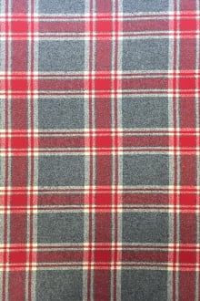 Cotton Mammoth Flannel Plaid in Grey and Red0