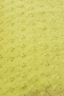 Cotton Lycra Embroidery Eyelet in Chartreuse1