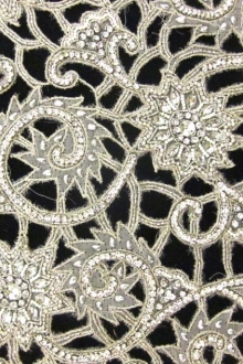 Crystal and Beads on Cut Metallic Embroidered Silk Chiffon0
