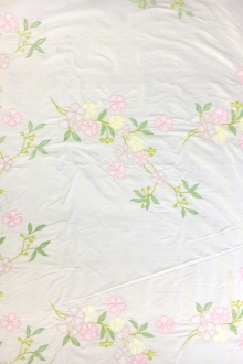 Embroidered Silk Shantung with Spring Flowers0