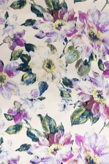 Printed Silk Jacquard Back Satin with Abstract Color Distorted Flowers0