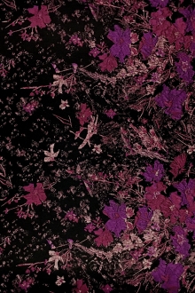 Polyester Twill with Metallic Abstract Floral Border0