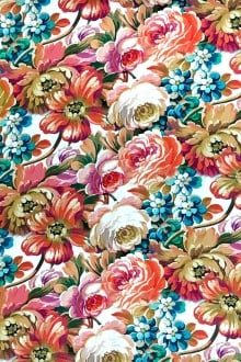 Printed Heavy Silk Charmeuse with Peony Bouquets 0