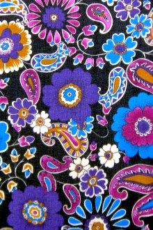 Printed Silk Chiffon with Vibrant Illustrated Florals0