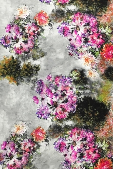 Printed Silk Charmeuse with a Lush Garden Scene0