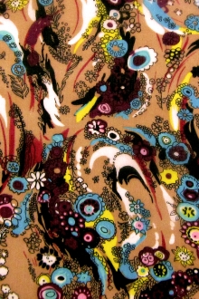 Printed Silk Chiffon with Swirls and Mini Flowers0