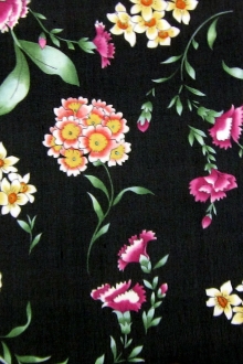 Printed Silk Chiffon with Floral Bouquets0