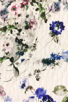 Printed Silk Matelassé with Florals0
