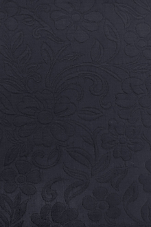 Italian Cotton Blend Floral Brocade in Navy0