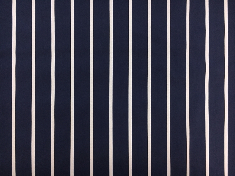 Cotton Blend Stretch Pencil Stripe Shirting in Navy0