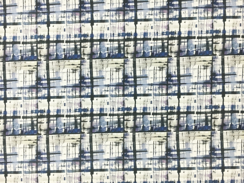 Printed Heavy Silk and Wool with a Loose Plaid Pattern0