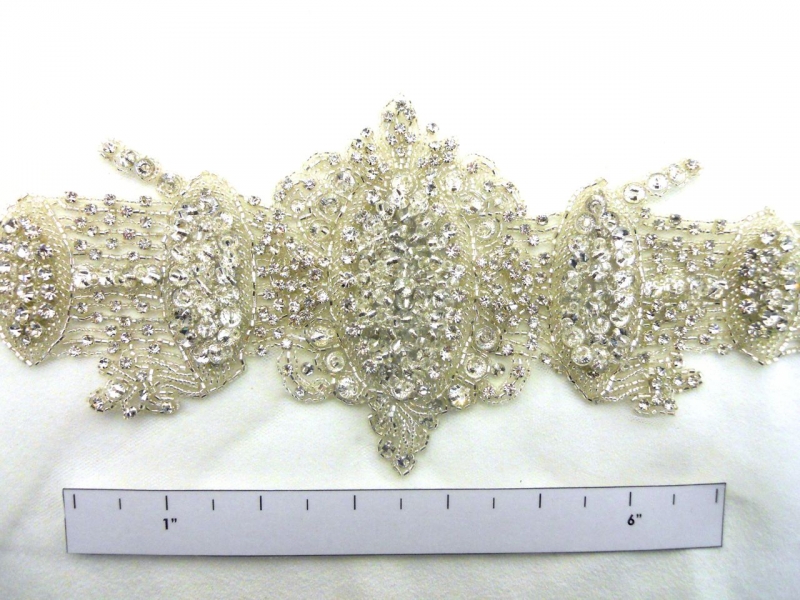 Esther Silver Crystal Beaded Tulle Belt1
