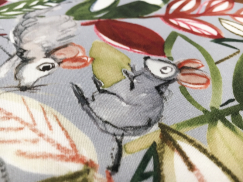 Printed Silk 6Ply Crepe with Forest Wildlife Illustrations 3