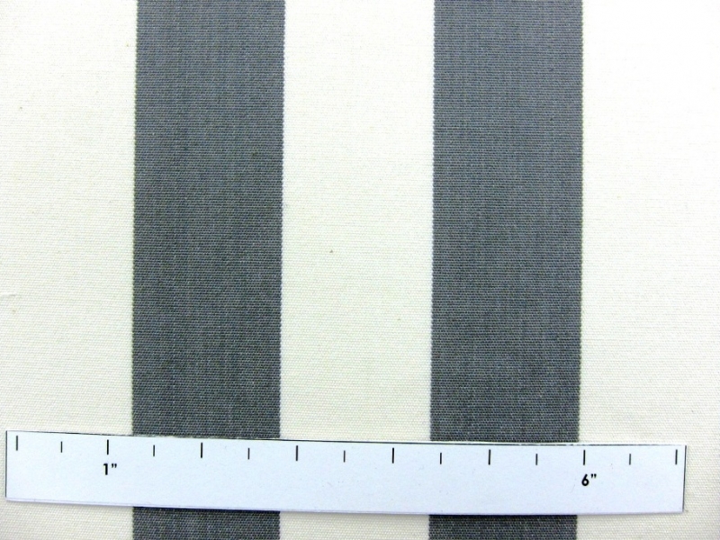 Cotton Upholstery 1.5" Stripe In Grey And White1