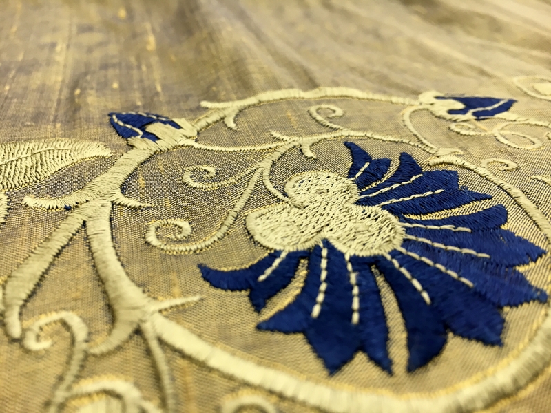 Embroidered Iridescent Silk Shantung2