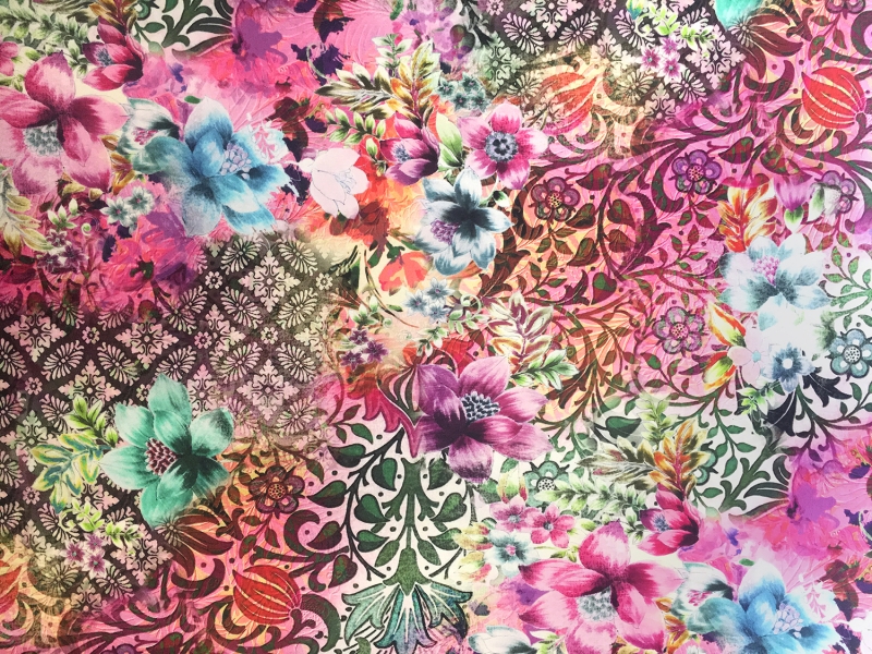 Italian Viscose Lycra Jersey Floral Collage0