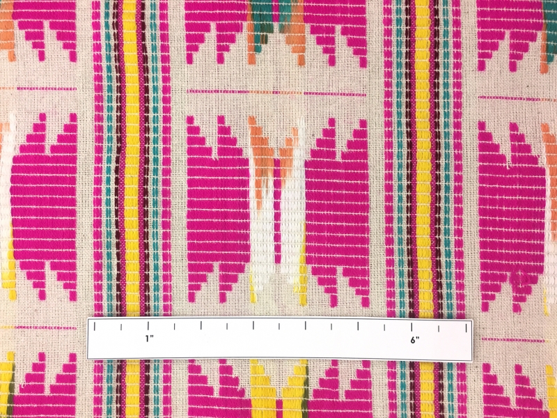 Cotton Native Stripe in Pink Yellow And Teal1
