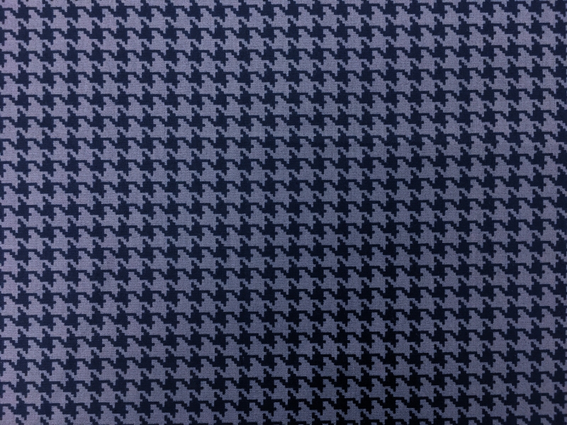Cotton Broadcloth Houndstooth Print In Indigo0