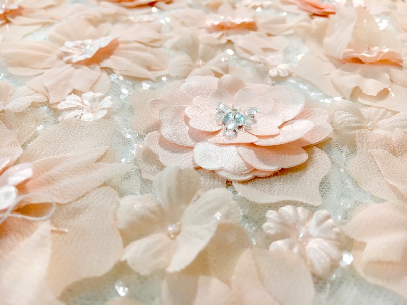 Sequined Tulle with Appliquéd Silk Flowers2