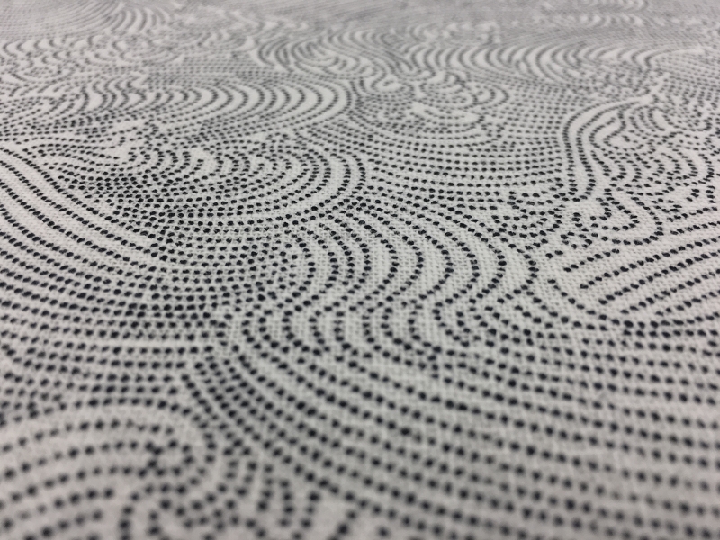 Japanese Cotton With Stippling Waves Print2