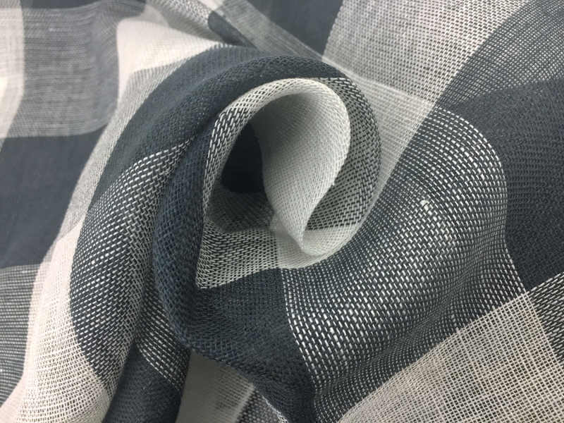 Linen Mesh Plaid in Charcoal and Ivory1