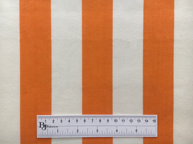 Cotton Upholstery 1.5" Stripe In Orange And White3