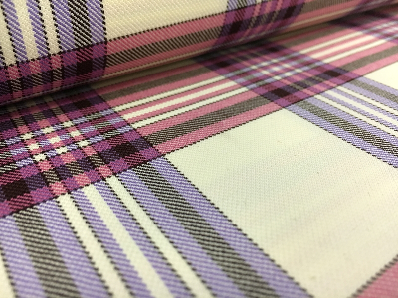 Italian Wool Lycra Plaid in Pink and Violet2