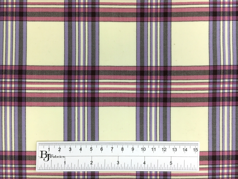 Italian Wool Lycra Plaid in Pink and Violet3