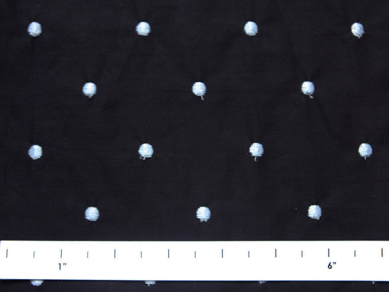 Cotton Embroidered Dots Baby Blue on Black1