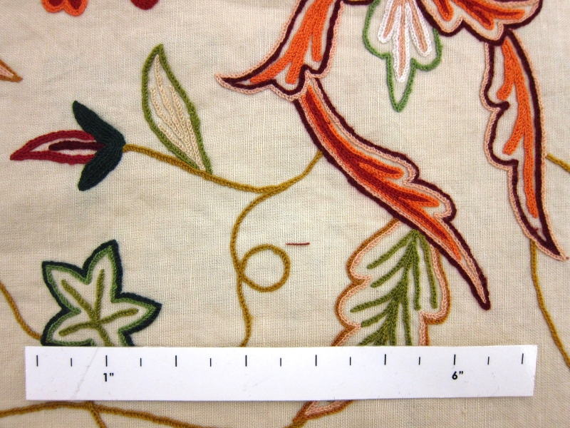 Floral Crewel Embroidery on Linen1