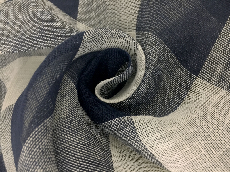Linen Mesh Plaid in New Indigo and Ivory1