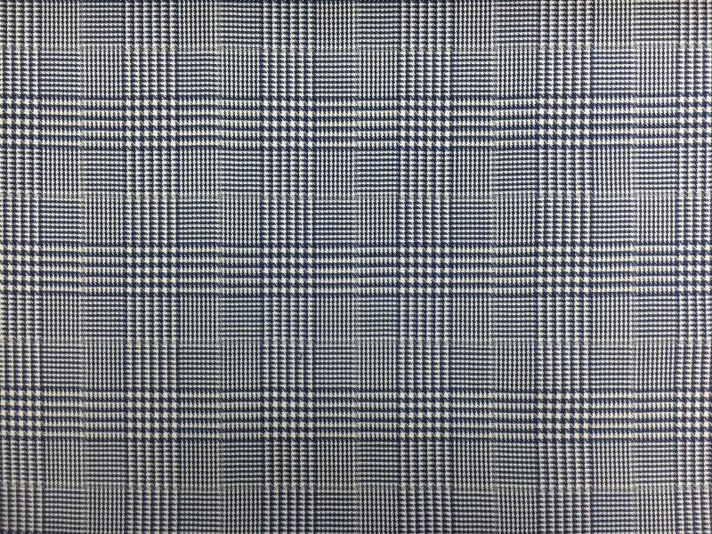 Italian Wool Lycra Glen Plaid in Blue0