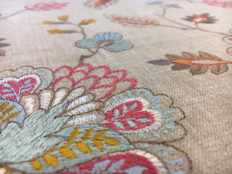 Poly Cotton Upholstery with Floral Embroidery2