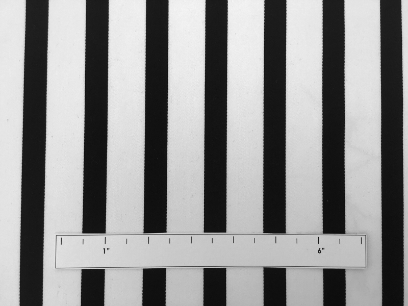 Cotton Rayon Black And White 1/2" Satin Stripe1