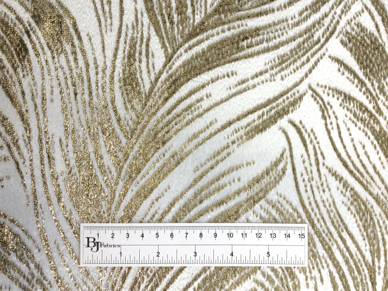 White Gold Feathers Silk Lurex Panne Velvet3