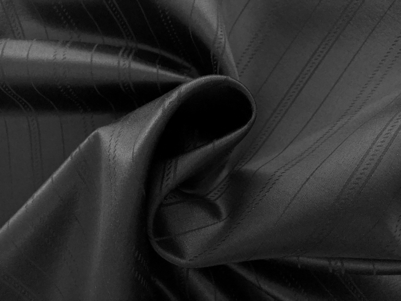 Wool Silk Striped Jacquard Suiting in Black1