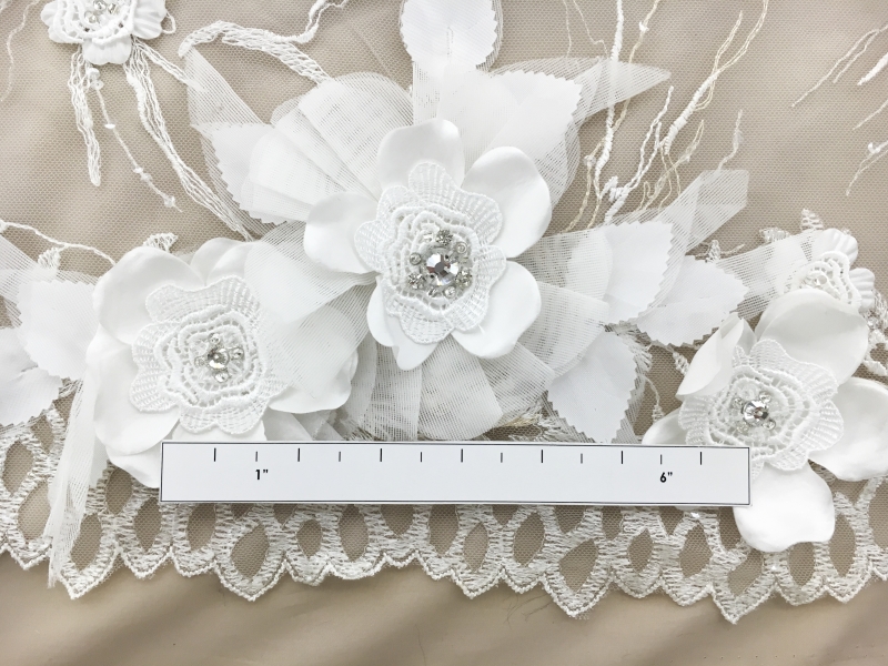 Embroidered Tulle with Large Appliqué Flowers1