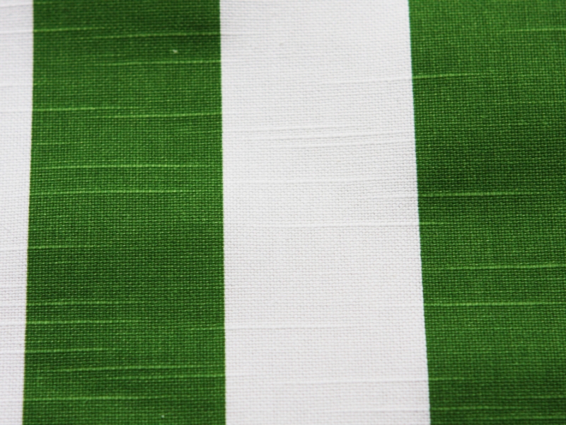 Cotton Canvas 2" Stripe In Green And White2
