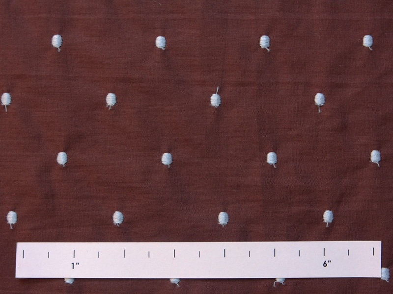 Cotton Embroidered Dots in Blue over Brown1