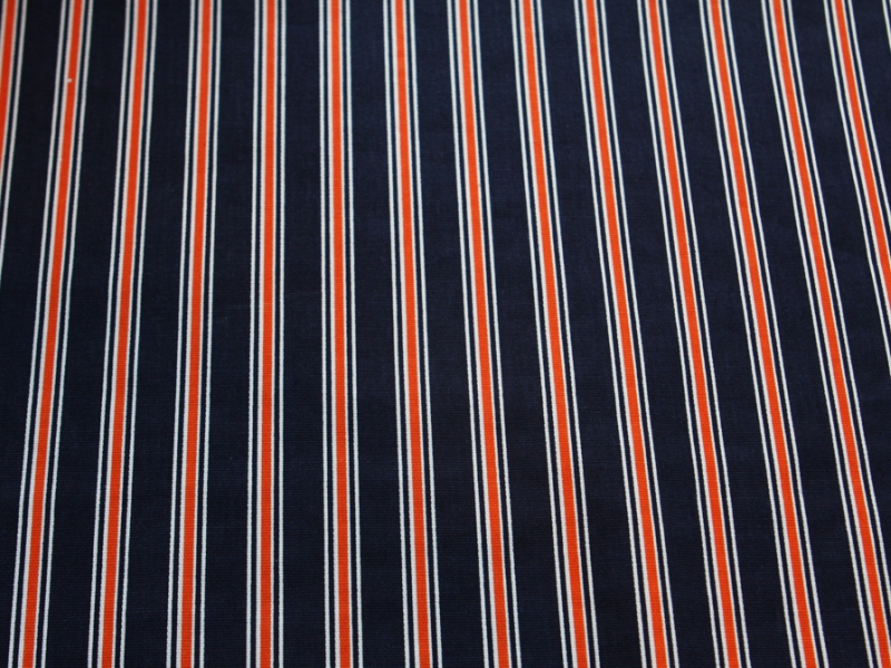 Cotton Canvas Orange Navy Stripe0