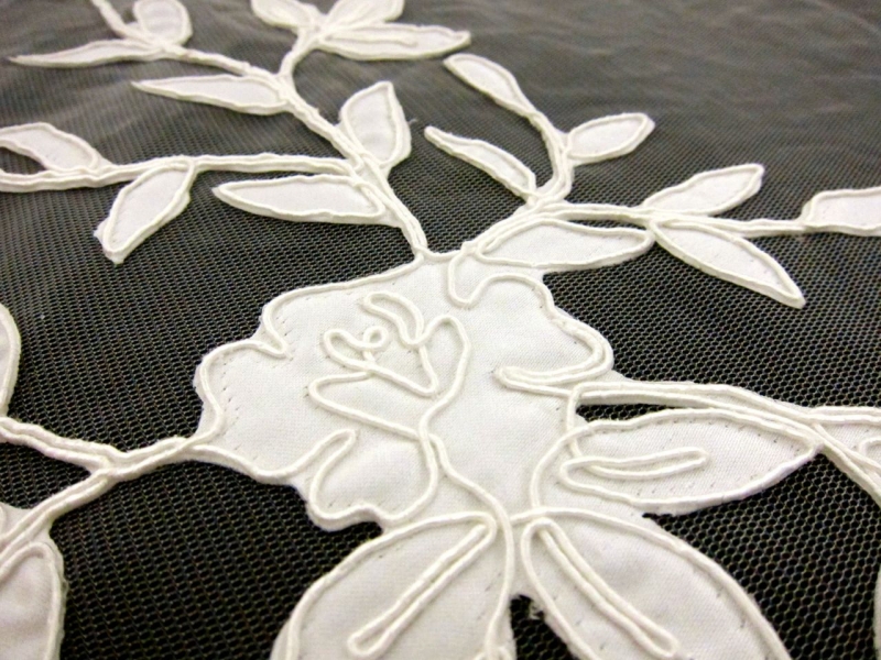 Corded Satin Appliqué on Illusion in Ivory3