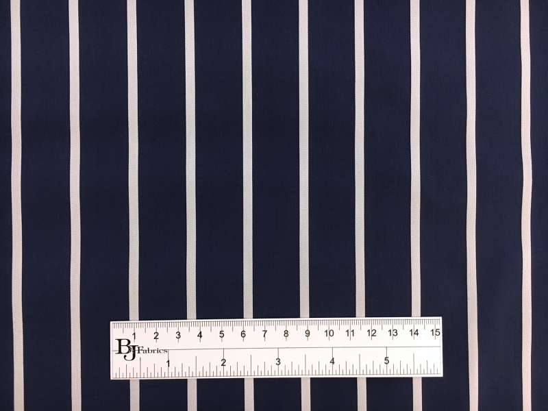 Cotton Blend Stretch Pencil Stripe Shirting in Navy3