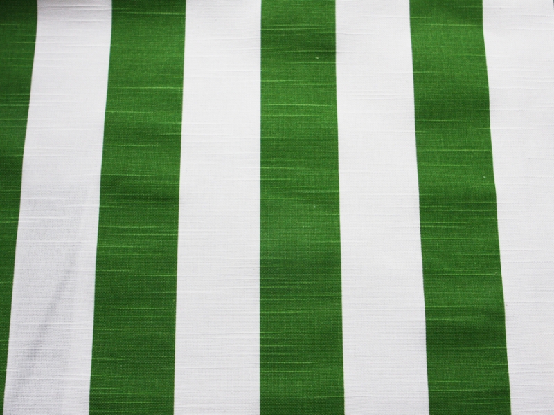 Cotton Canvas 2" Stripe In Green And White0