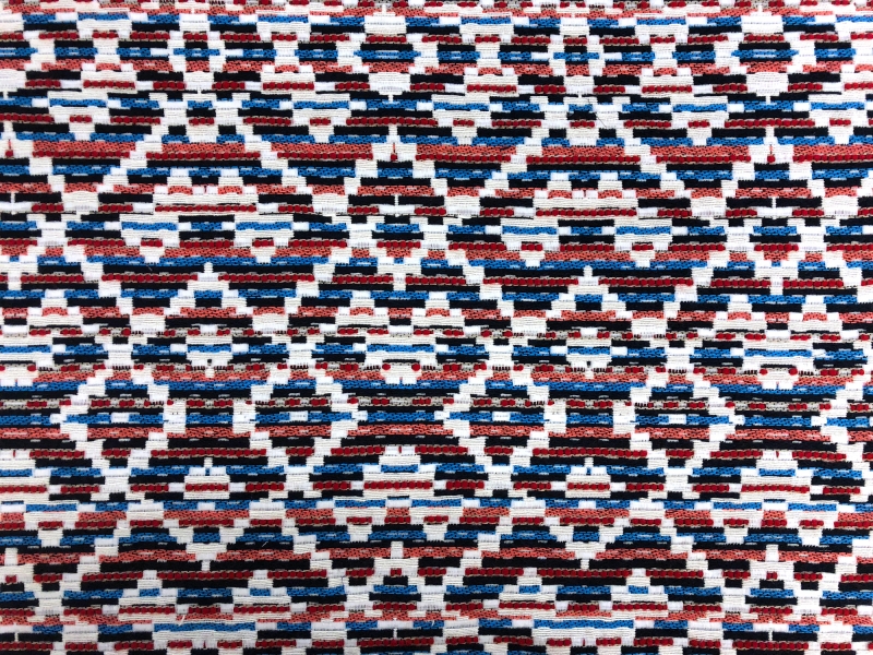 Cotton Blend Native Pattern in Red White Blues0